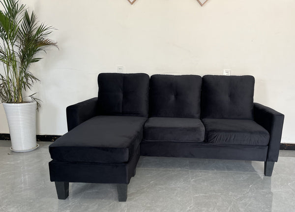 Velvet L-shaped Sectional Sofa - 1051 - Furniture Empire