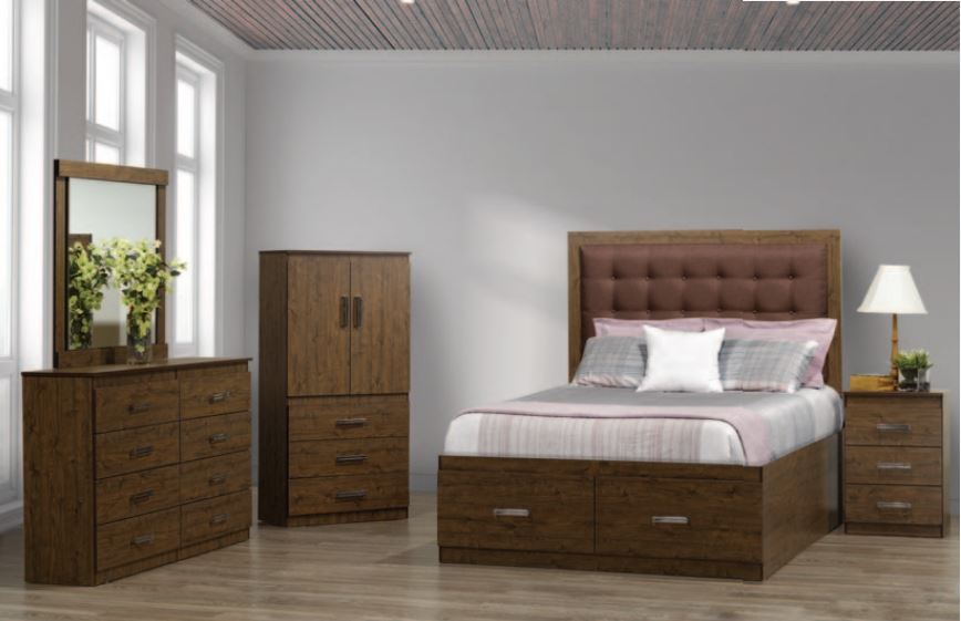 Modern Rustic Bedroom Set with Built-in Storage - NB175