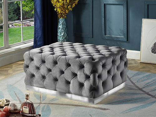 6265 - Grey Tufted Ottoman