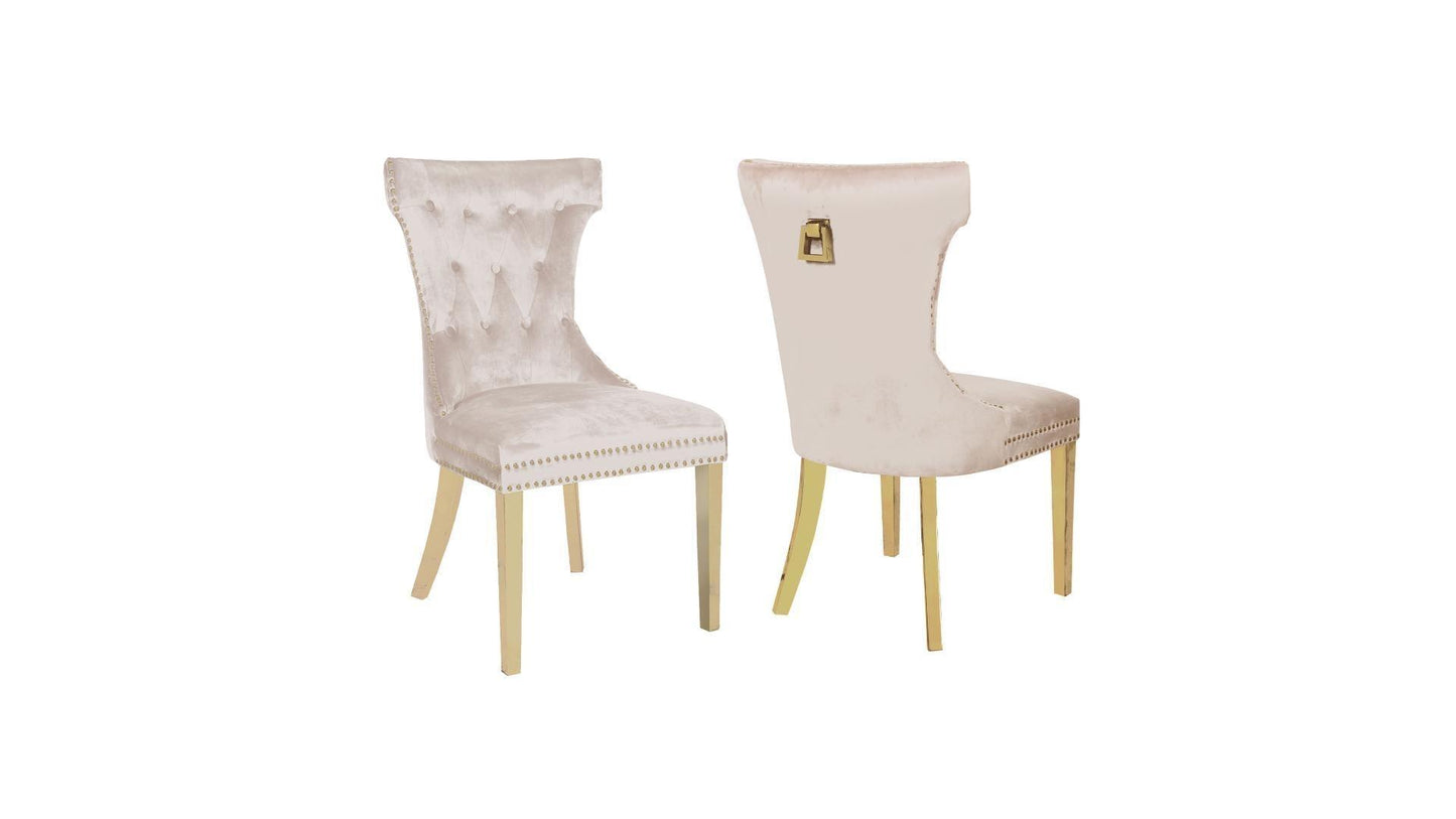 RITA FABRIC CHAIR WITH GOLD LEGS - Furniture Empire