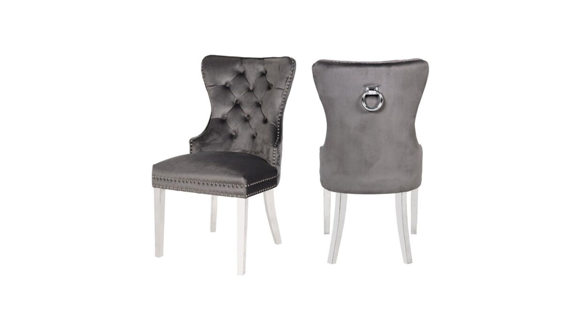 ERICA FABRIC CHAIRS WITH SILVER LEGS - Furniture Empire