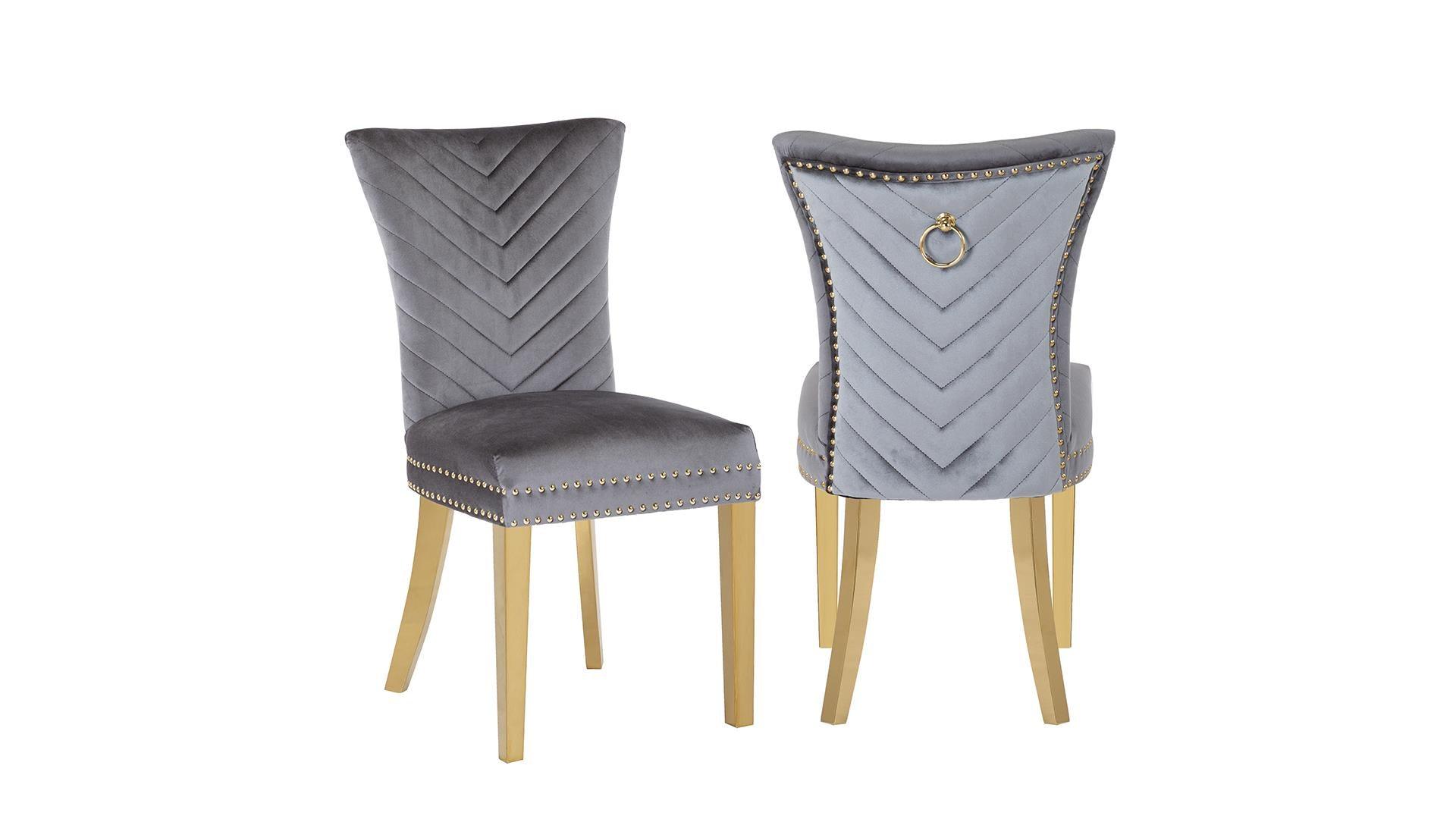 EVA FABRIC CHAIRS WITH GOLD LEGS - Furniture Empire