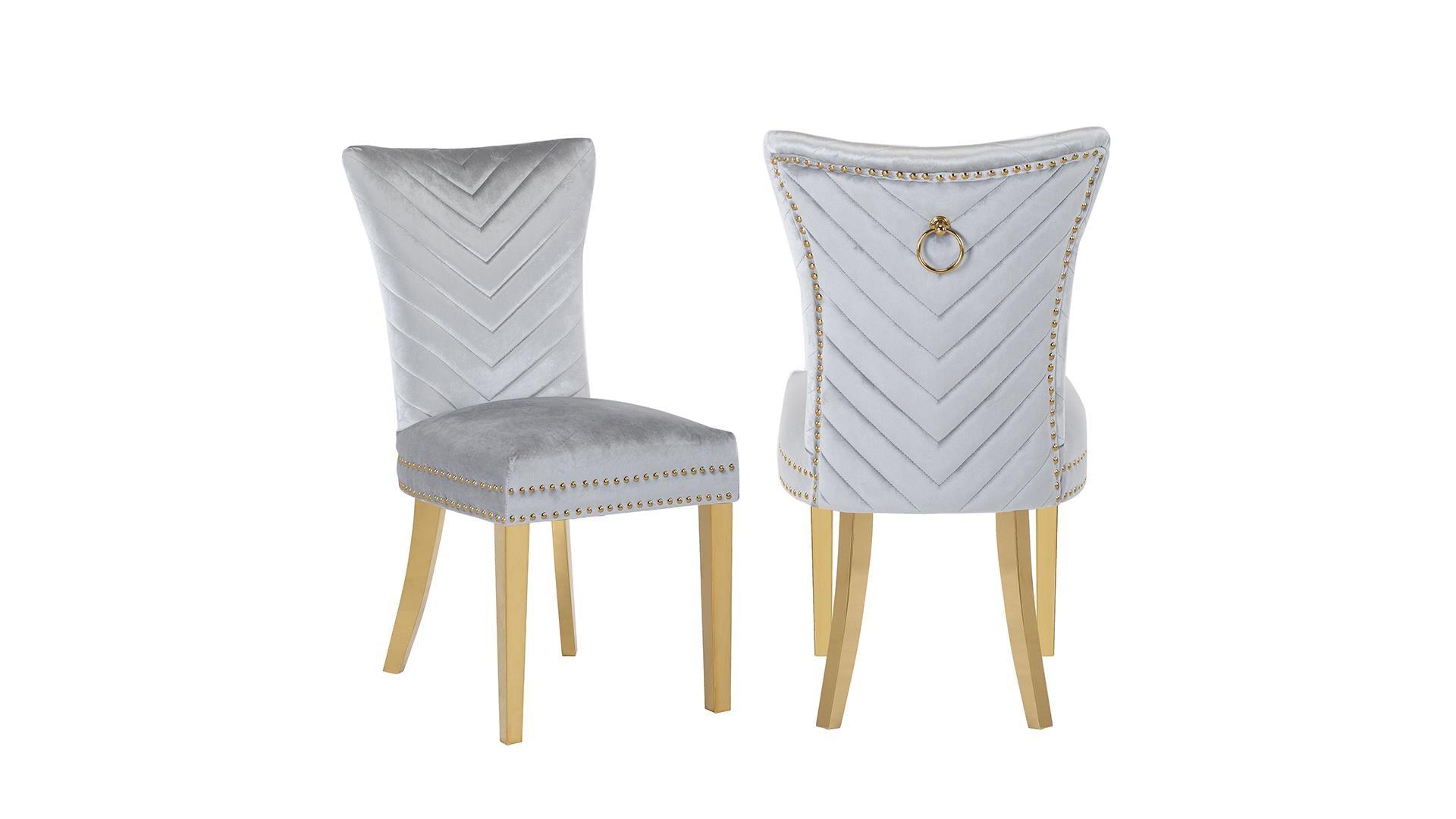 EVA FABRIC CHAIRS WITH GOLD LEGS - Furniture Empire