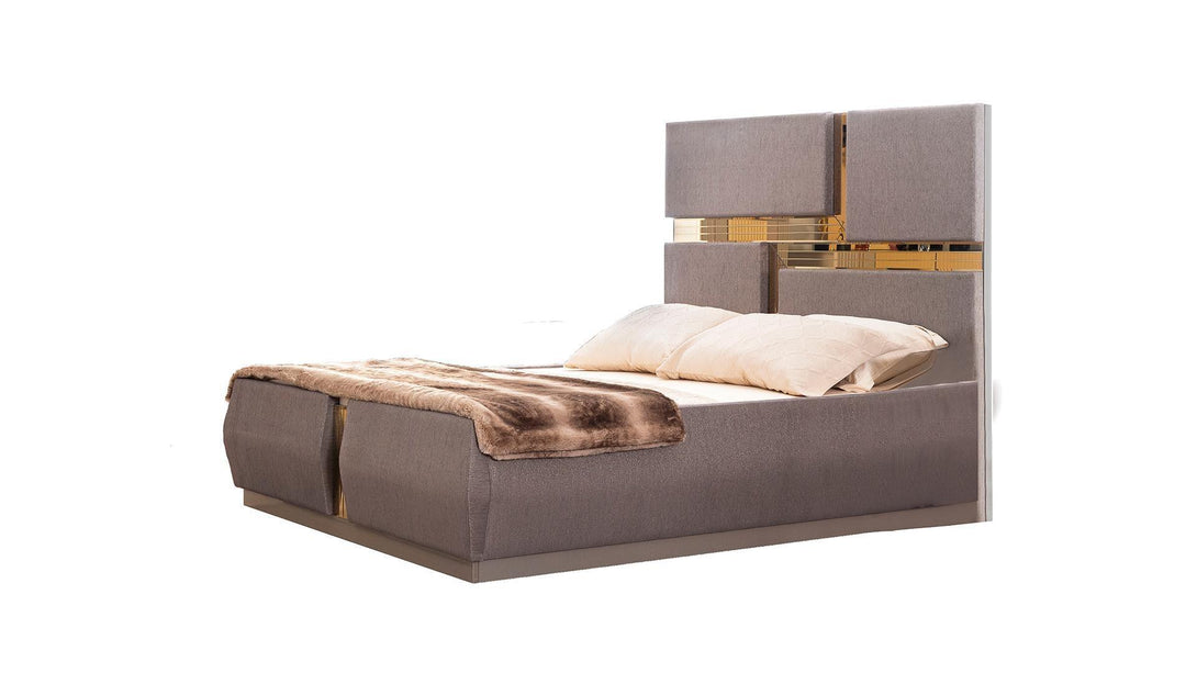 Lorenzo Grey & Gold - Bed - Dreamland Home Furnishing