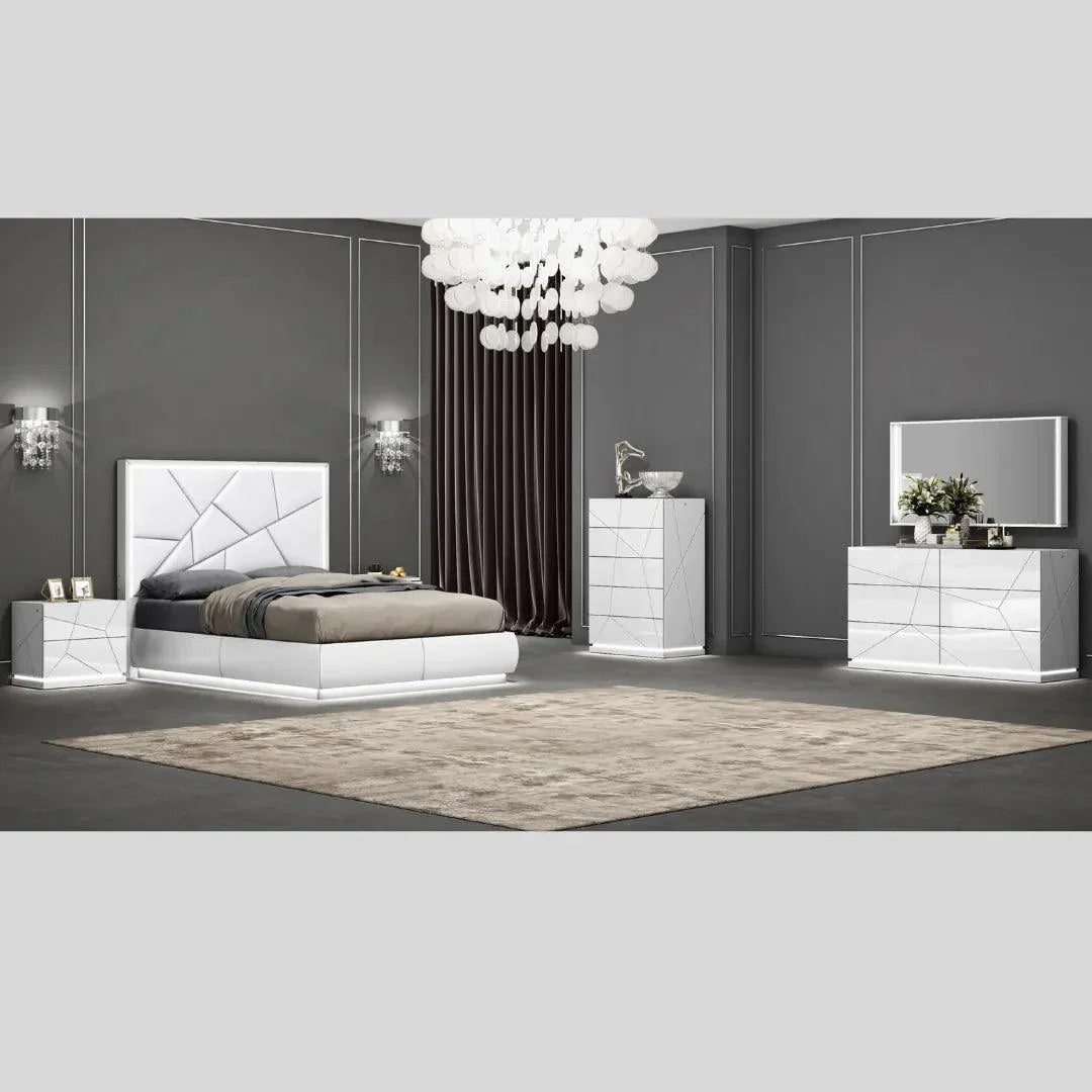 Modern Designer Bedroom White Set – Taylor - Furniture Empire