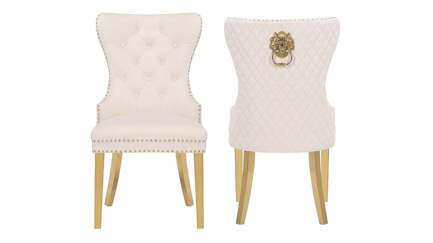 SIMBA FABRIC CHAIRS WITH GOLD LEGS - Furniture Empire