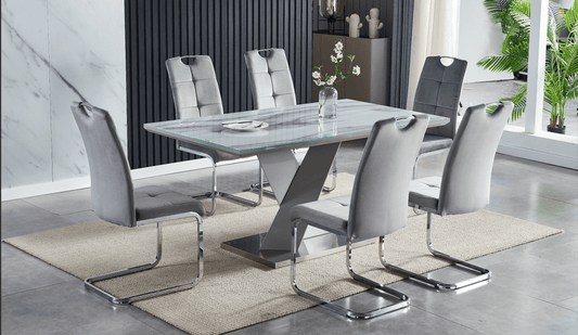 Granite 7-Piece Dining Table Set - Furniture Empire