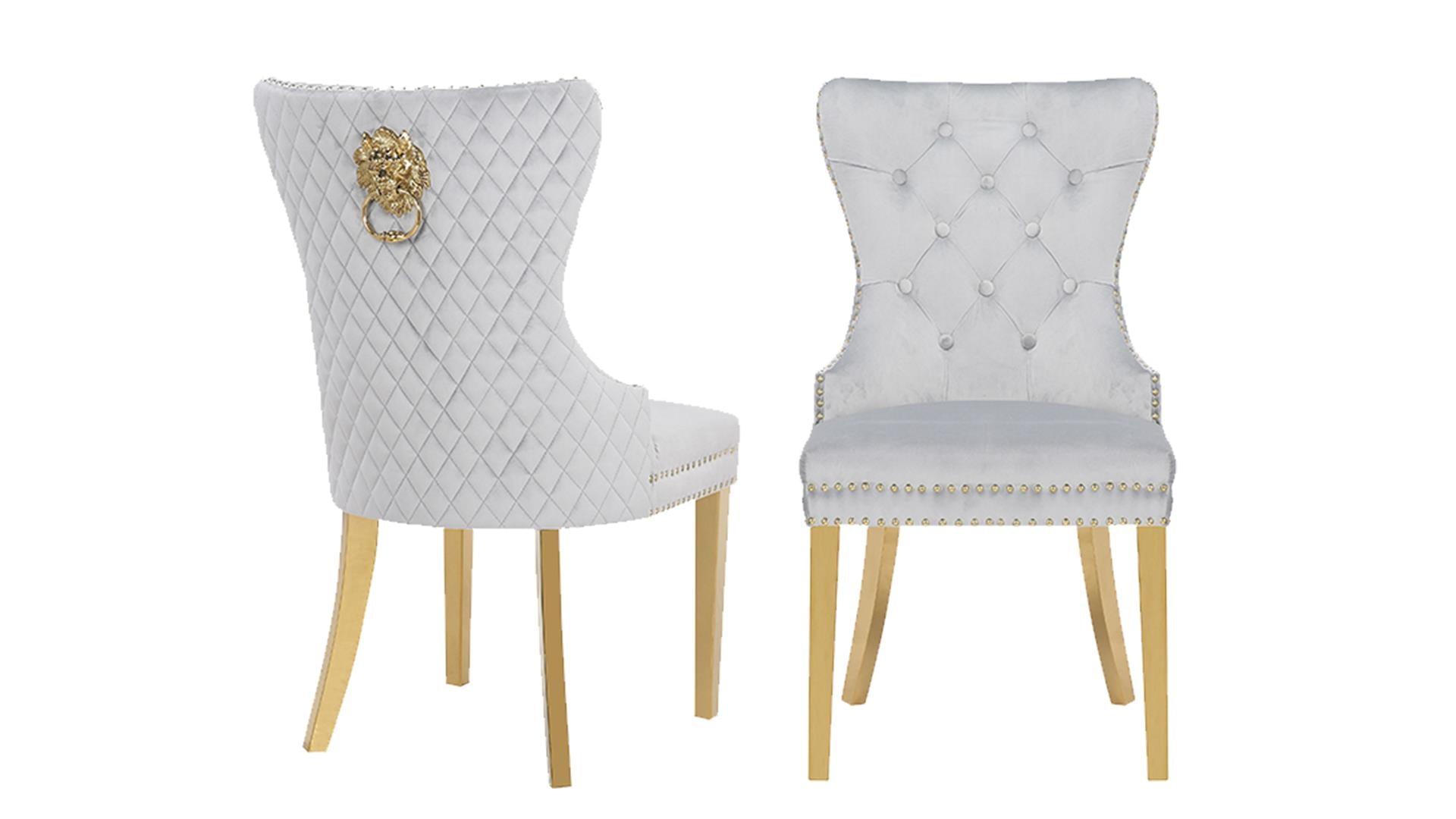 SIMBA FABRIC CHAIRS WITH GOLD LEGS - Furniture Empire