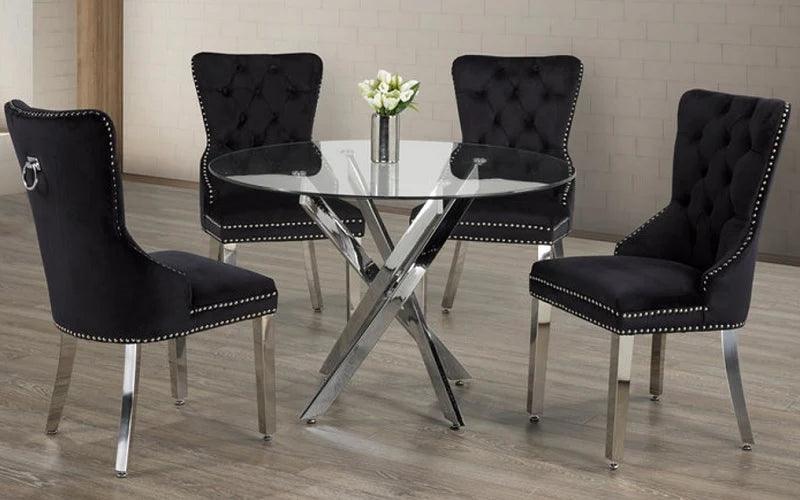 Glass Dining Table Set - Table + 4 Chairs - T1447 - Dreamland Home Furnishing