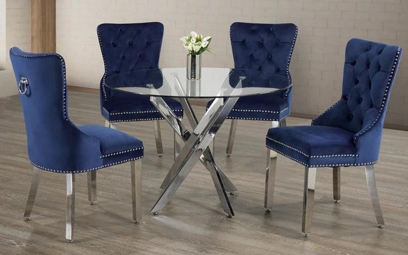 Glass Dining Table Set - Table + 4 Chairs - T1447 - Dreamland Home Furnishing