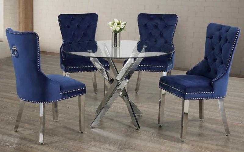 5 Pcs Glass Top dining Set - T-1447 C-1263 - Furniture Empire