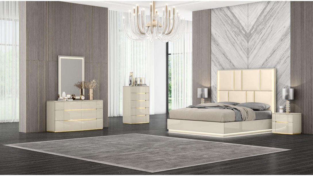 Beige Lacquer - 1491 Sienna Bed Only - Dreamland Home Furnishing
