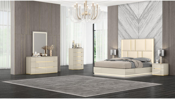 Beige Lacquer - 1491 Sienna Bed Only - Furniture Empire