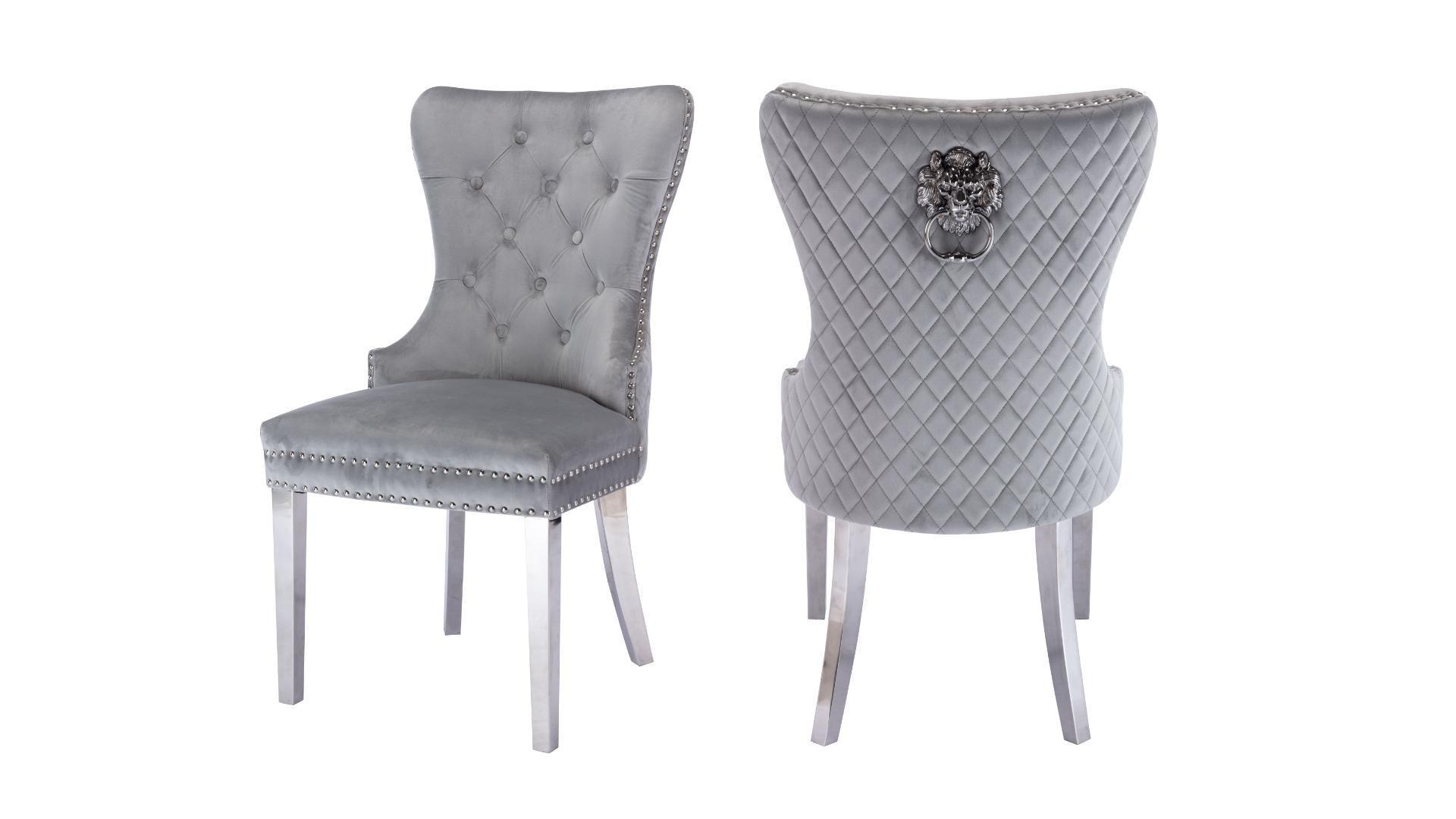 SIMBA FABRIC CHAIRS WITH SILVER LEGS - Furniture Empire